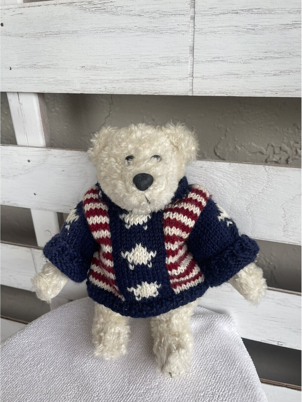 9 Inch Boyds Bear Patriotic American Sweater Teddy Bear Plush Stuffed Animal.